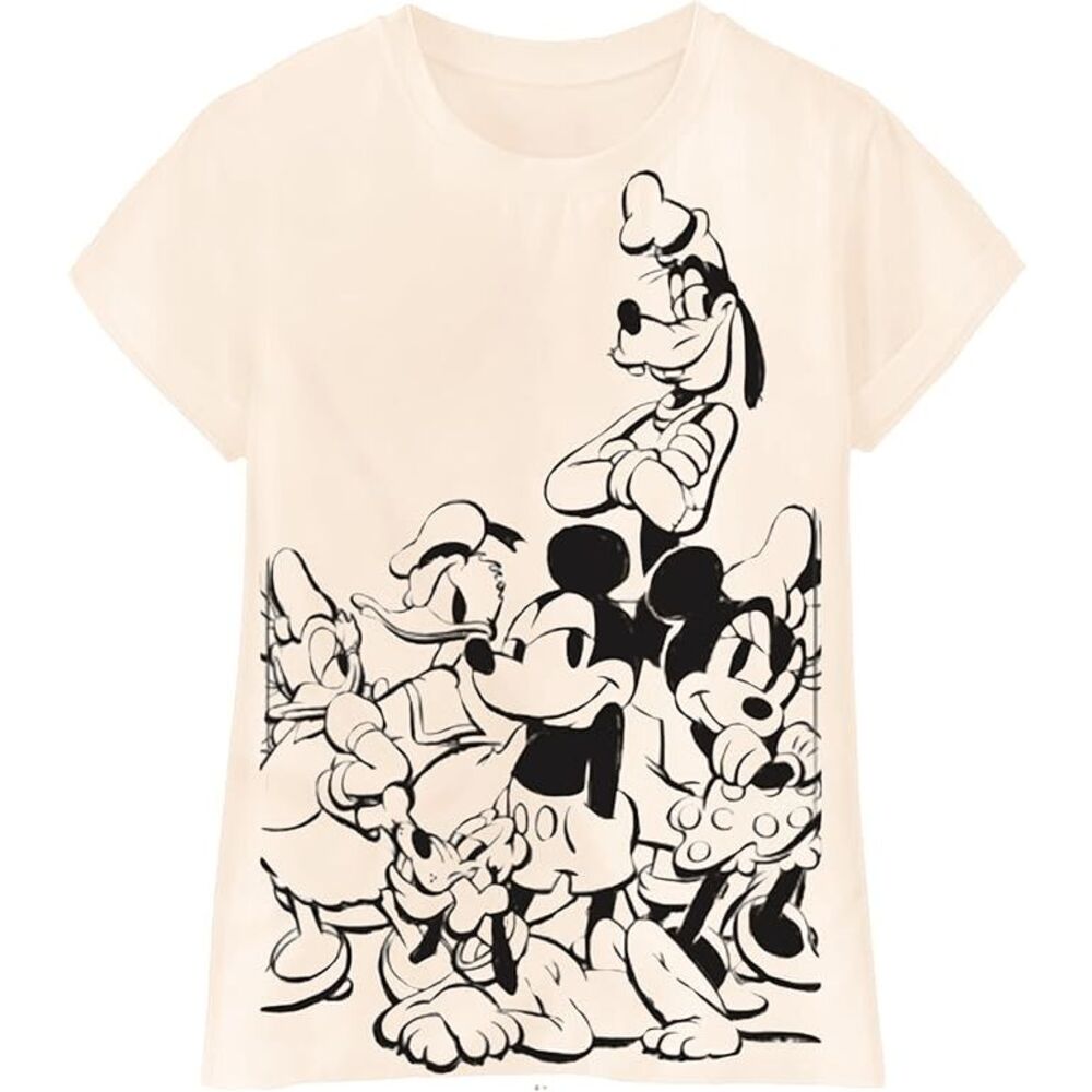 NWOT Size Med Jerry Leigh Oversized Mickey Mouse and Friends Sketched T-Shirt